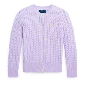 Polo by Ralph Lauren - Girls’ Light Purple Mini-Cable Cardigan Sweater : Size: 7